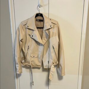 Zara Women's Beige Leather Jacket